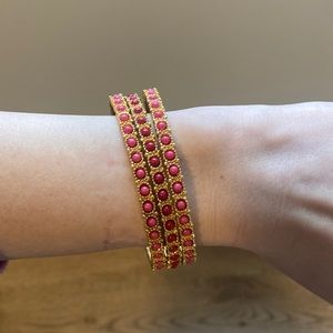 Set of 3 gold and pink color bangles